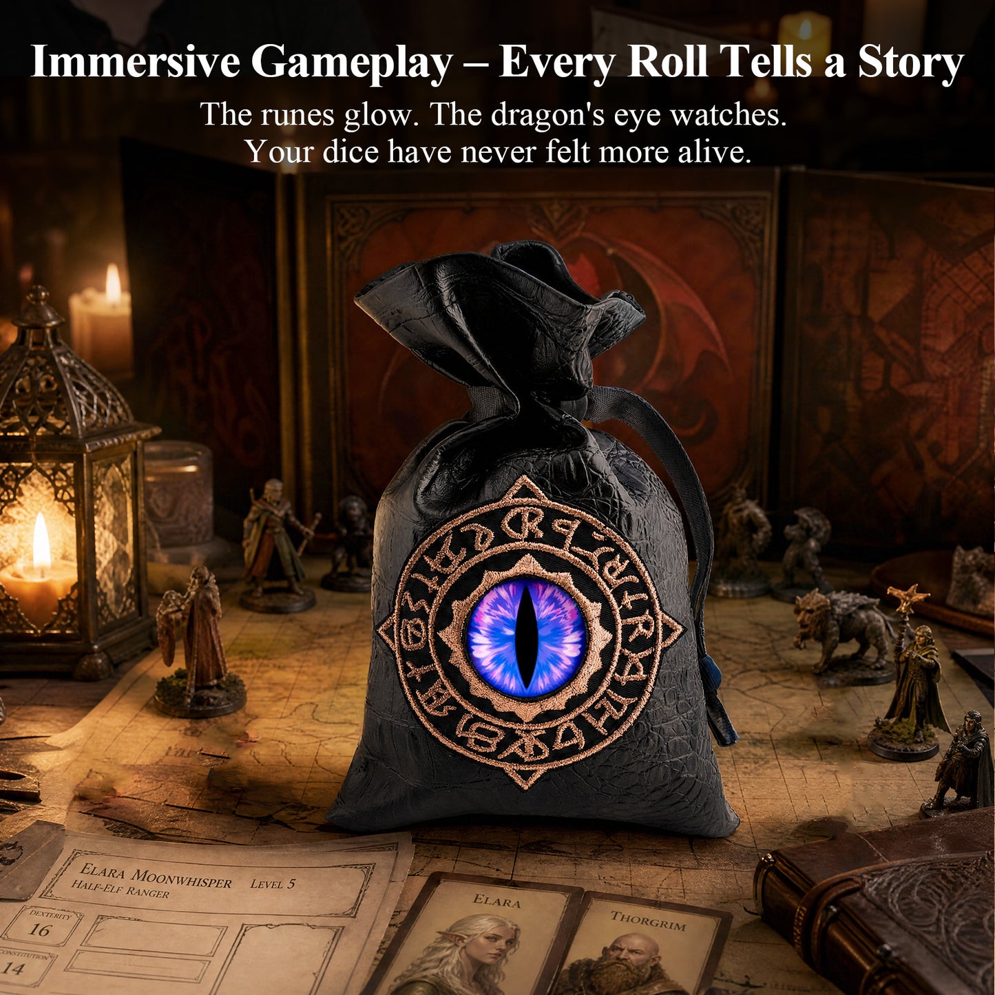 Haxtec Embroidered Rune-Infused Purple Dragon Eye PU Leather Bag