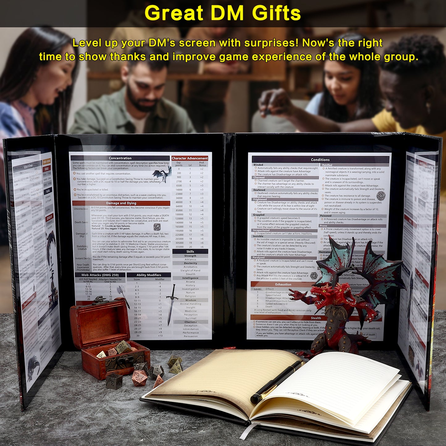 Haxtec DM Screen 2.0 Dungeons and Dragons 5E GM Game Masters Screens DND Gemstone