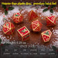 Haxtec Christmas Metal DnD Dice Set with Leather Pouch – Red with Gold Edge