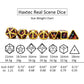 Haxtec Real Scene Metal Dice Set Gold Purple RPG Dice for DND 5E-Meteor Swarm