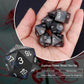 Haxtec Blue Spider Lily Flower Metal DND Dice Set for Dungeons and Dragons TTRPG-Black Blue Glitter