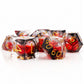 Haxtec Blood Black Red Liquid Core Sharp Edge Resin DND Dice Set Gold Numbering with Metal Case