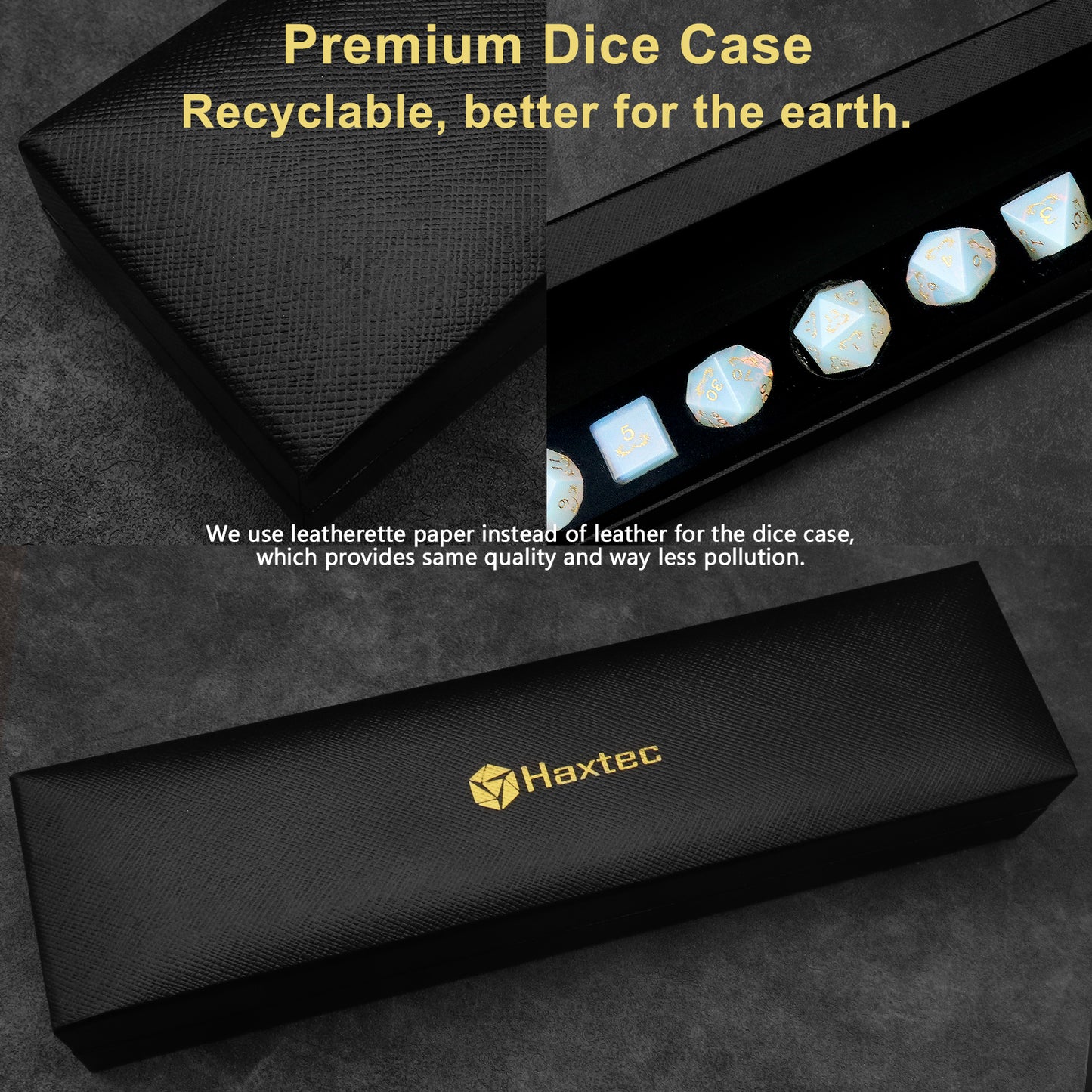 Semi-precious Gemstone Dice Set with Premium  Dice Case-Opalite