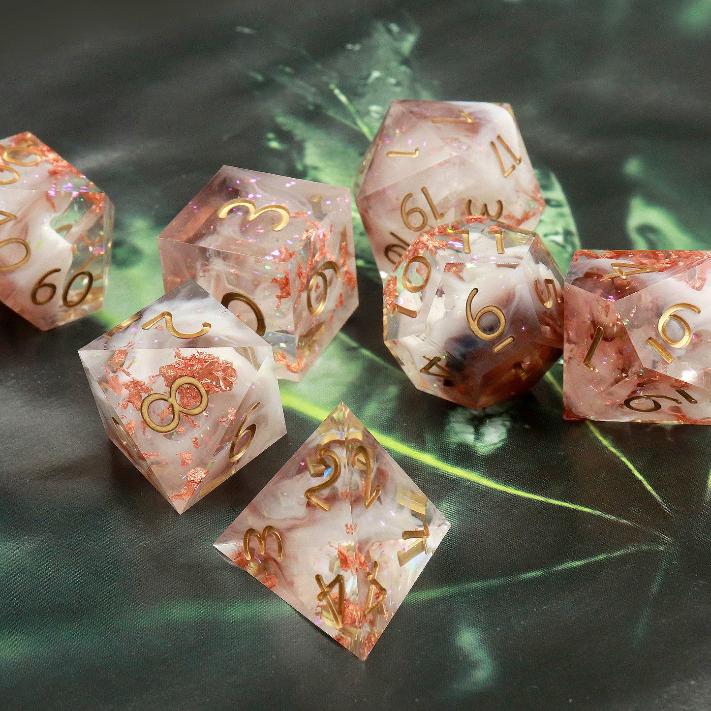 Haxtec Sharp Edge Dice Set DND Dice D&D Dice for Dungeons and Dragons Gift-Fairy Dust