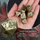 Haxtec Antique Spider Lily Metal DND Dice Set for Dungeons and Dragons TTRPG-Antique Bronze