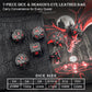 Haxtec Meteorite Texture Metal DnD Dice Set Iron Red Numbers