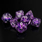 Haxtec Arcane Gaze Purple Eye Liquid Core Dice – Diamond-Cut Resin Set with Metal Case