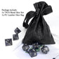 Haxtec Blue Spider Lily Flower Metal DND Dice Set for Dungeons and Dragons TTRPG-Black Blue Glitter