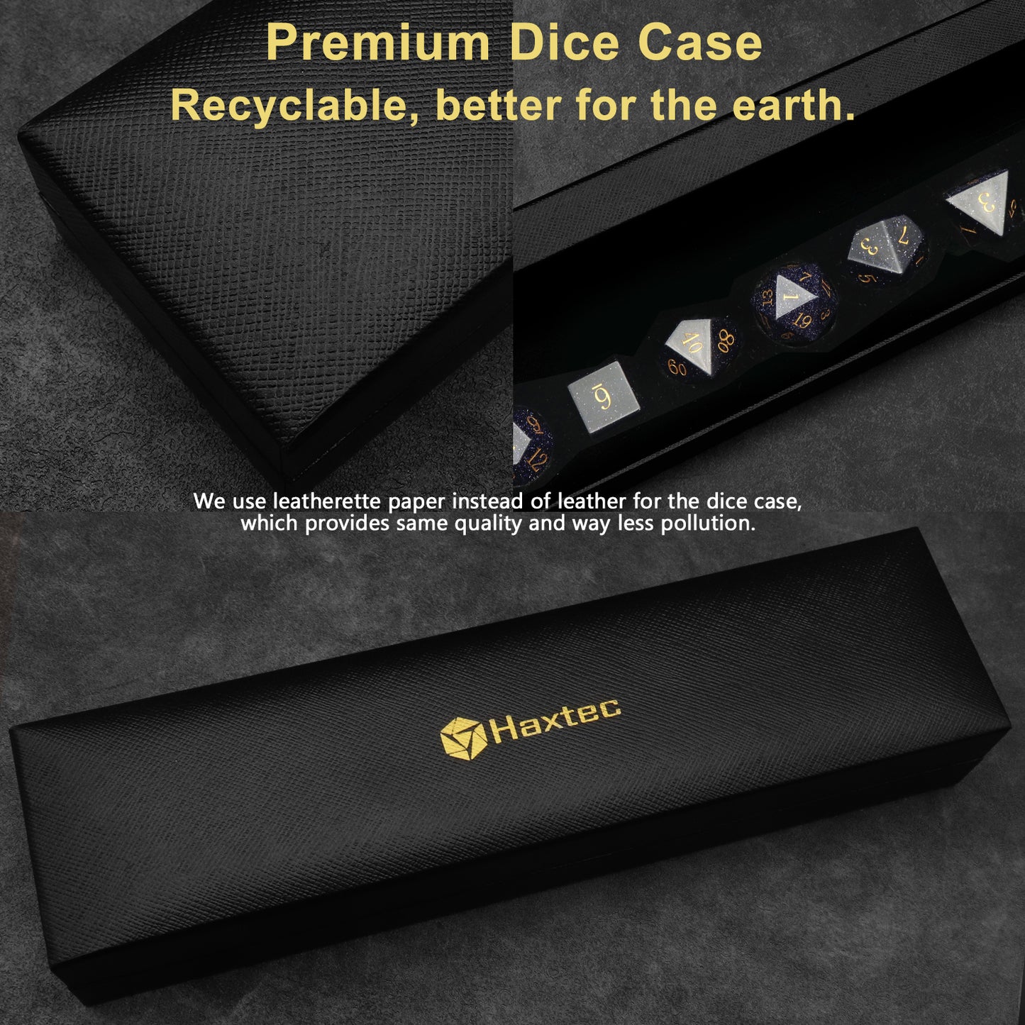 Blue Sandstone Gemstone Dice Set with Premium Dice Case Sparkling Dice
