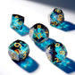 Haxtec Aurora Prism Holographic Sparkling Dice Set – Diamond-Cut Iridescent Resin D&D Dice with Metal Case