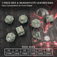 Haxtec Meteorite Texture Metal DnD Dice Set Aqua Light Green White  Numbers