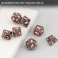 Haxtec Meteorite Texture Metal DnD Dice Set Ancient Cooper White Numbers