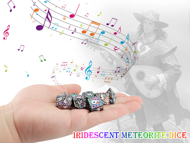 Haxtec Meteorite Texture Metal DnD Dice Set Colorful White Numbers