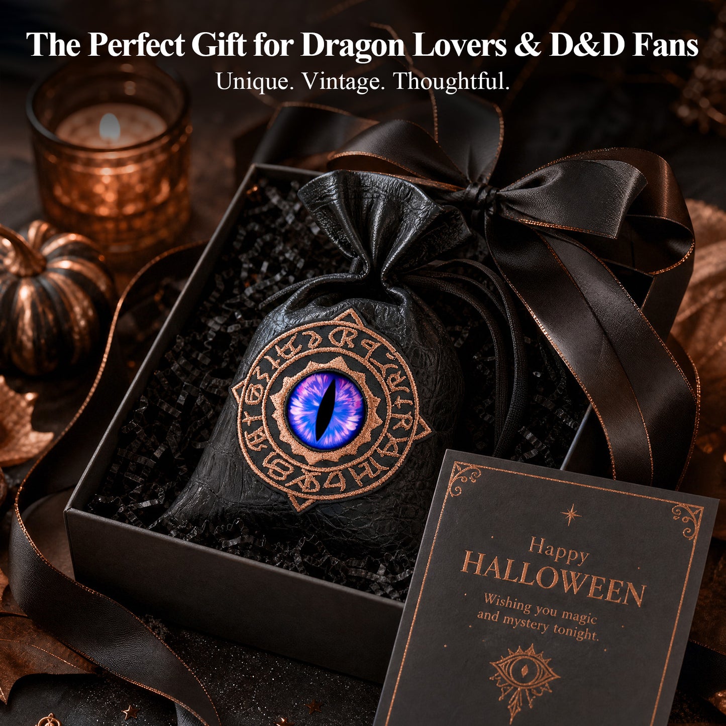 Haxtec Embroidered Rune-Infused Purple Dragon Eye PU Leather Bag