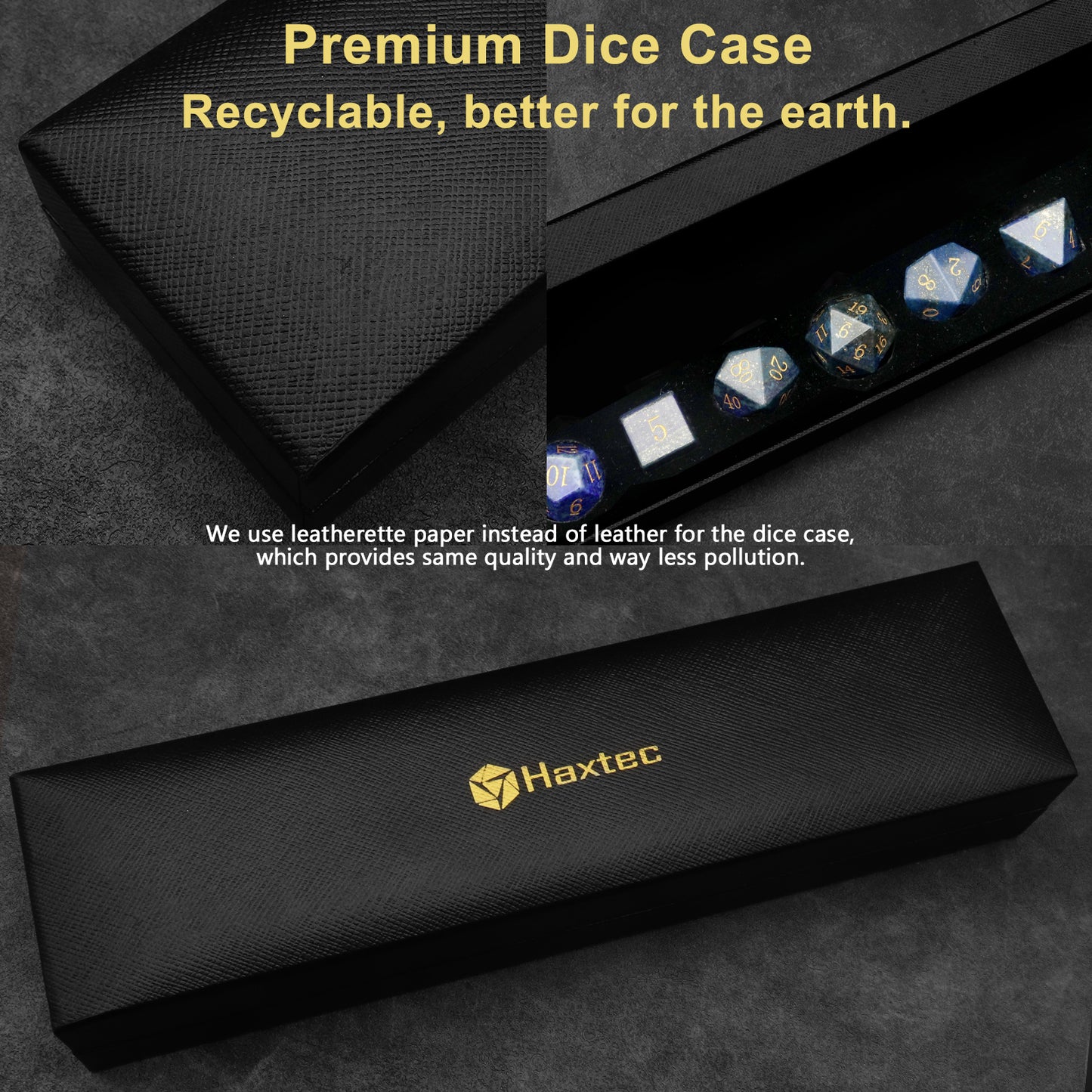Haxtec Lapis Lazuli Gemstone Dice Set with Premium Dice Case-Lapis Lazuli