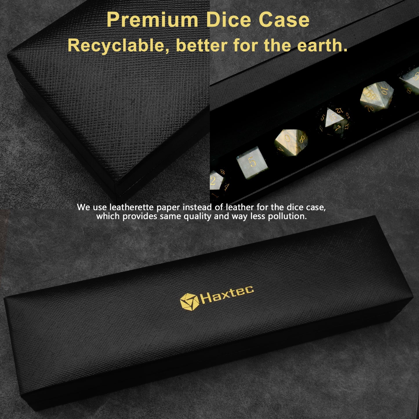 Moon Stone Labradorite Gemstone Dice Set with Premium Dice Case