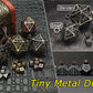 Haxtec Mini Metal Dice Set D&D with Hollow D20 Dice Case Metal Keychain Dice