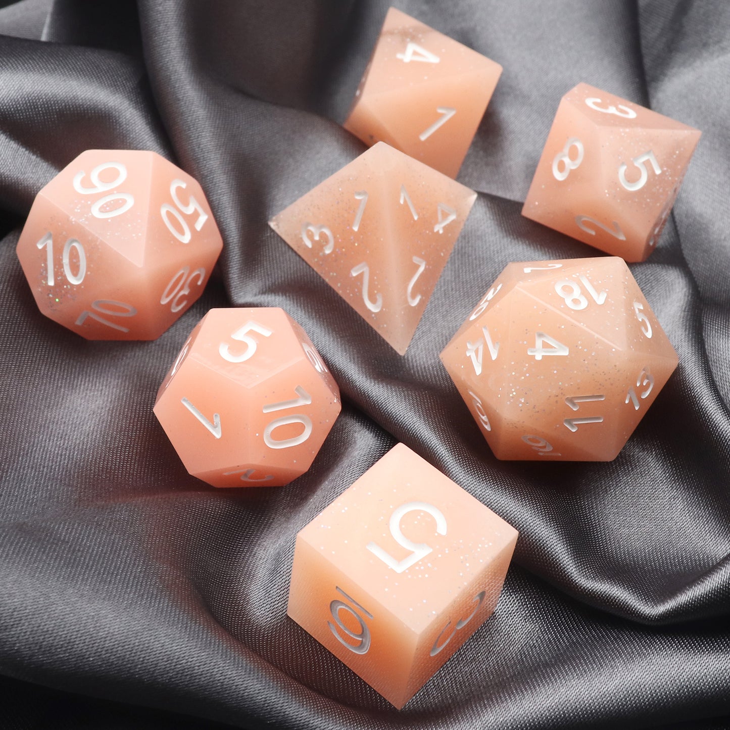 Pink Glitter Sharp Edge Dice Set with Dice Case for DND Dungeons and Dragons TTRPGs