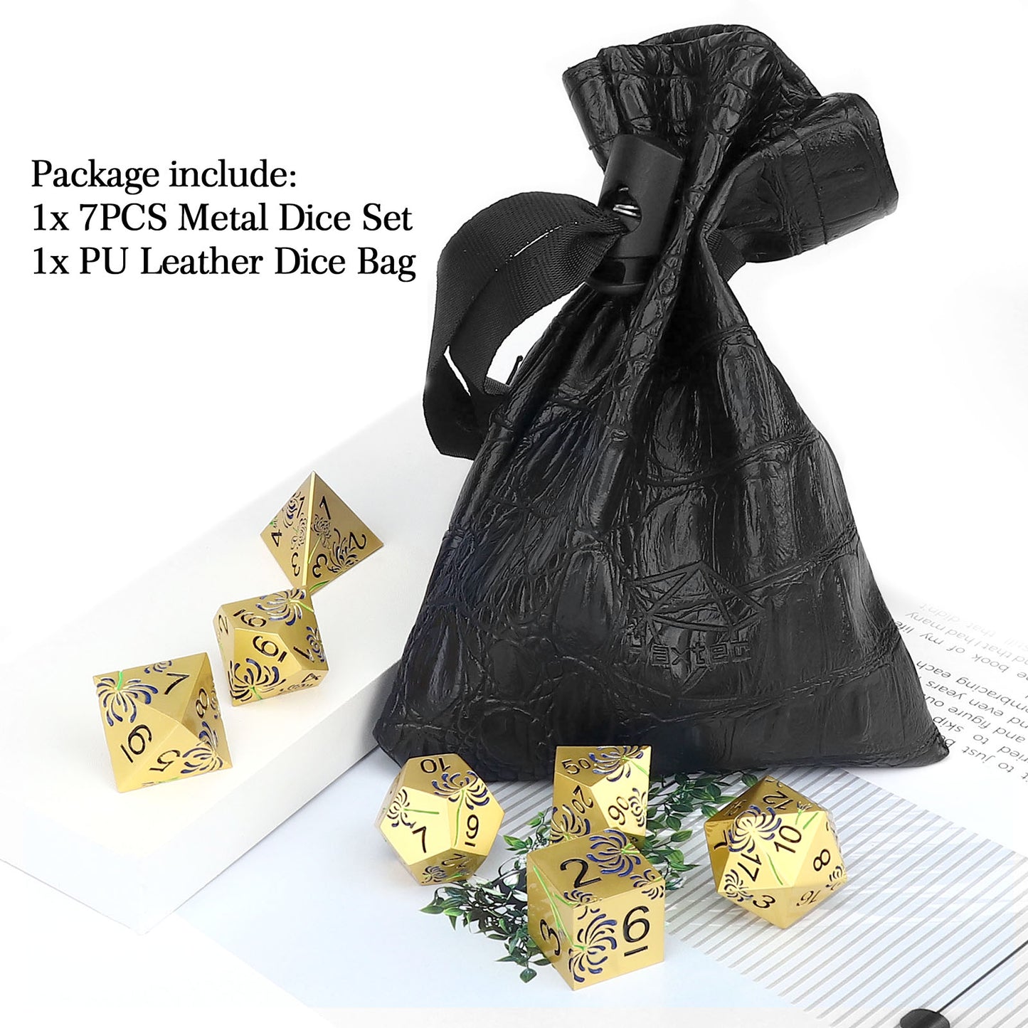 Haxtec Purple Spider Lily Metal DND Dice Set for Dungeons and Dragons TTRPG-Gold Purple (Copy)