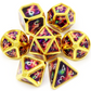 Haxtec Real Scene Metal Dice Set Gold Purple RPG Dice for DND 5E-Meteor Swarm