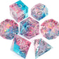 Haxtec Sparkling Sharp Edge Dice Set - Handmade Resin DND Dice with Iridescent Mylar Inclusion, Light Purple and Blue(Copy)