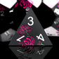 Haxtec Magenta Spider Lily Flower Metal DND Dice Set for Dungeons and Dragons TTRPG-Black Hot Pink