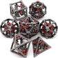 Haxtec Hollow Dragon Metal DND Dice Set With Leather Dice Bag for Dungoens and Dragons RPG Gift Black Red Numbers