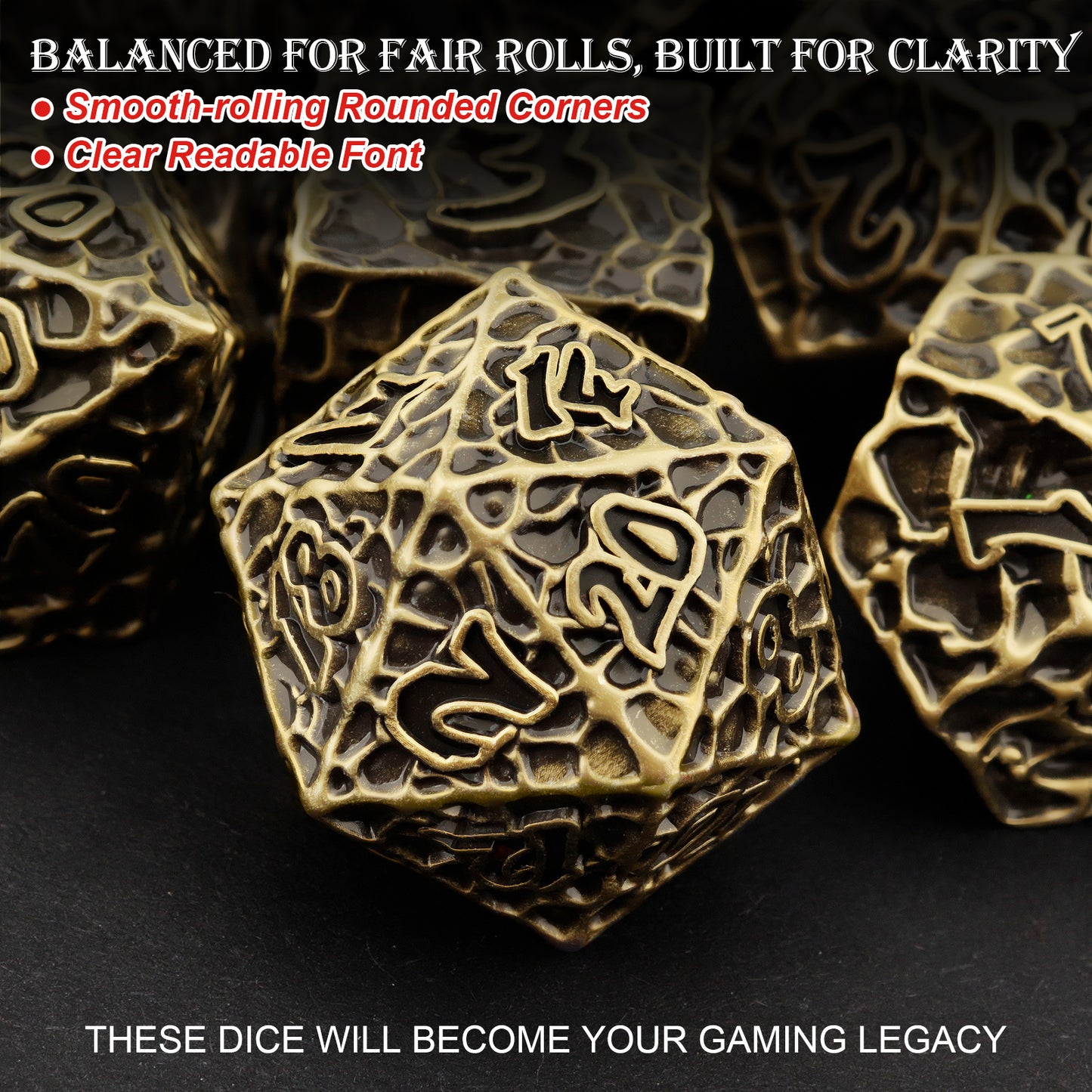 Haxtec Meteorite Texture Metal DnD Dice Set Ancient Bronze