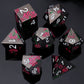 Haxtec Magenta Spider Lily Flower Metal DND Dice Set for Dungeons and Dragons TTRPG-Black Hot Pink