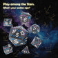 Haxtec Star Track Metal DND Dice Set for Dungeons and Dragons TTRPG-Black Purple Blue