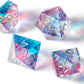 Haxtec Sparkling Sharp Edge Dice Set - Handmade Resin DND Dice with Iridescent Mylar Inclusion, Light Purple and Blue(Copy)