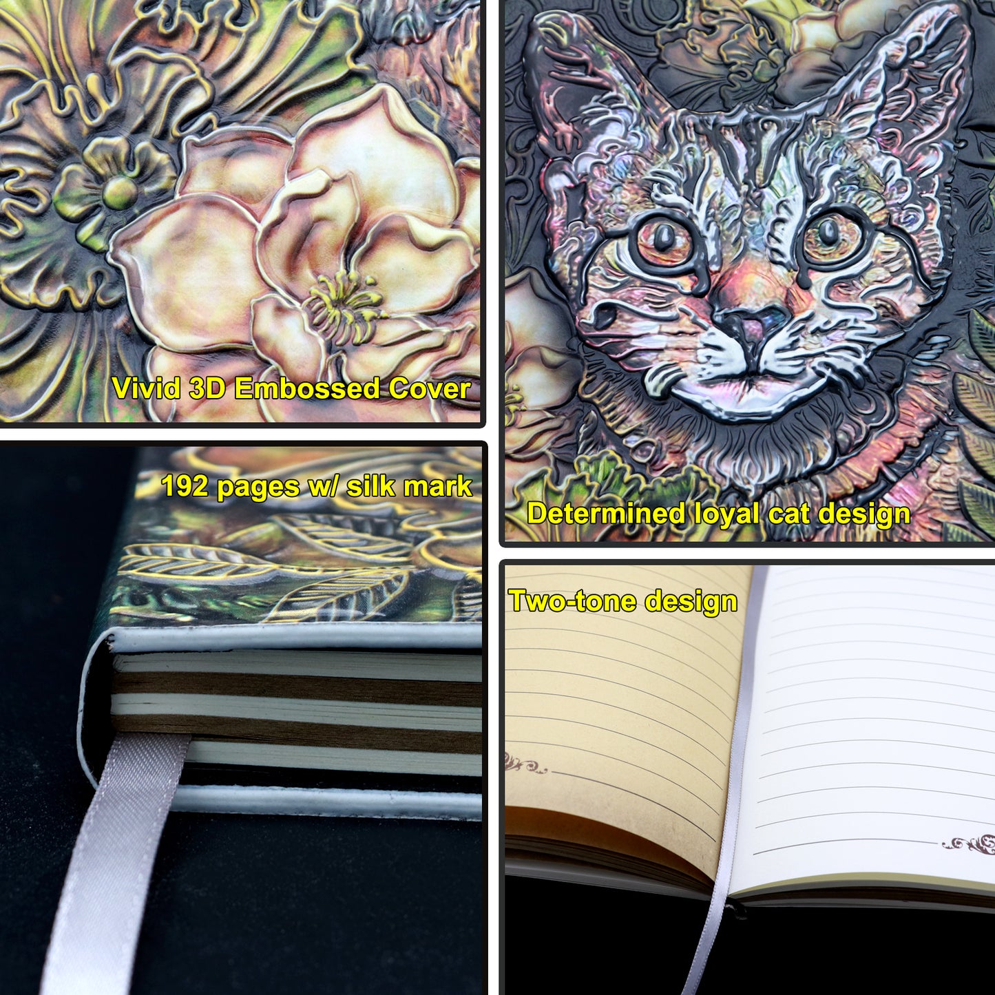 Haxtec DND Notebook 3D Embossed Colored Cat Leather Campaign Journal W/ Pen, Fantasy Journal for TTRPG Dungeons and Dragons DM & Player Gifts A5