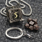 Haxtec Mini Metal Dice Set Necklace D&D Hollow D6 Dice Keychain DND Dice Gamer Gifts