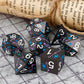 Haxtec Star Track Metal DND Dice Set for Dungeons and Dragons TTRPG-Black Purple Blue