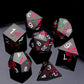 Haxtec Red Spider Lily Flower Metal DND Dice Set for Dungeons and Dragons TTRPG-Black Red