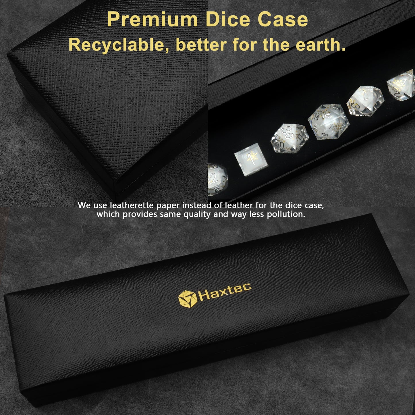 Haxtec Sharp Edge Dice Set Cute Gold Snow Flakes Christmas Resin DND Dice Set with Dice Case