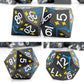 Haxtec Star Track Metal DND Dice Set for Dungeons and Dragons TTRPG-Black Blue Yellow