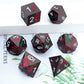 Haxtec Red Spider Lily Flower Metal DND Dice Set for Dungeons and Dragons TTRPG-Black Red