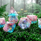 Haxtec Sparkling Sharp Edge Dice Set - Handmade Resin DND Dice with Iridescent Mylar Inclusion, Light Purple and Blue(Copy)