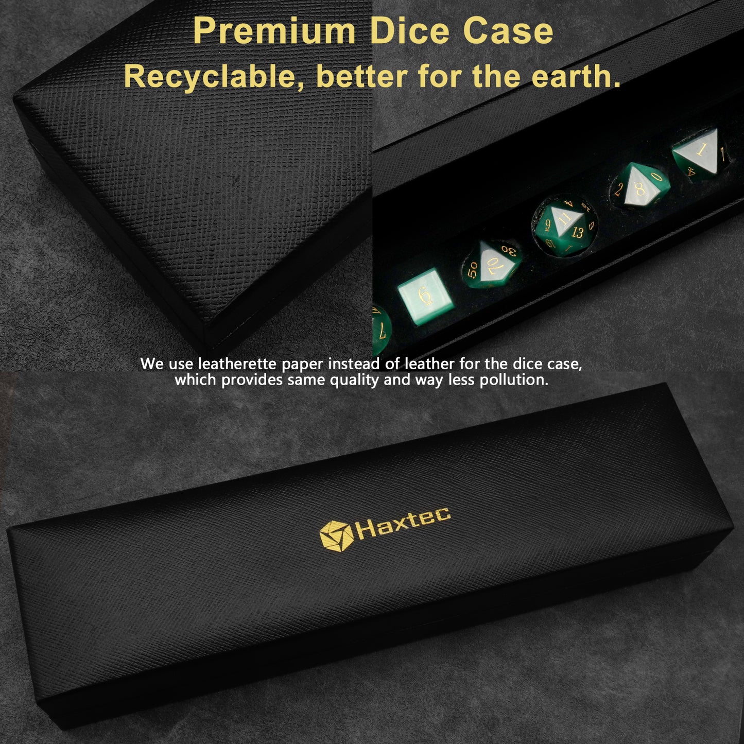 Emerald Green Cat Eye Gemstone Dice Set with Premium  Dice Case
