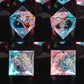 Haxtec Sparkling Sharp Edge Dice Set - Handmade Resin DND Dice with Iridescent Mylar Inclusion, Light Purple and Blue(Copy)
