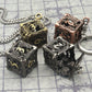 Haxtec Mini Metal Dice Set Necklace D&D Hollow D6 Dice Keychain DND Dice Gamer Gifts