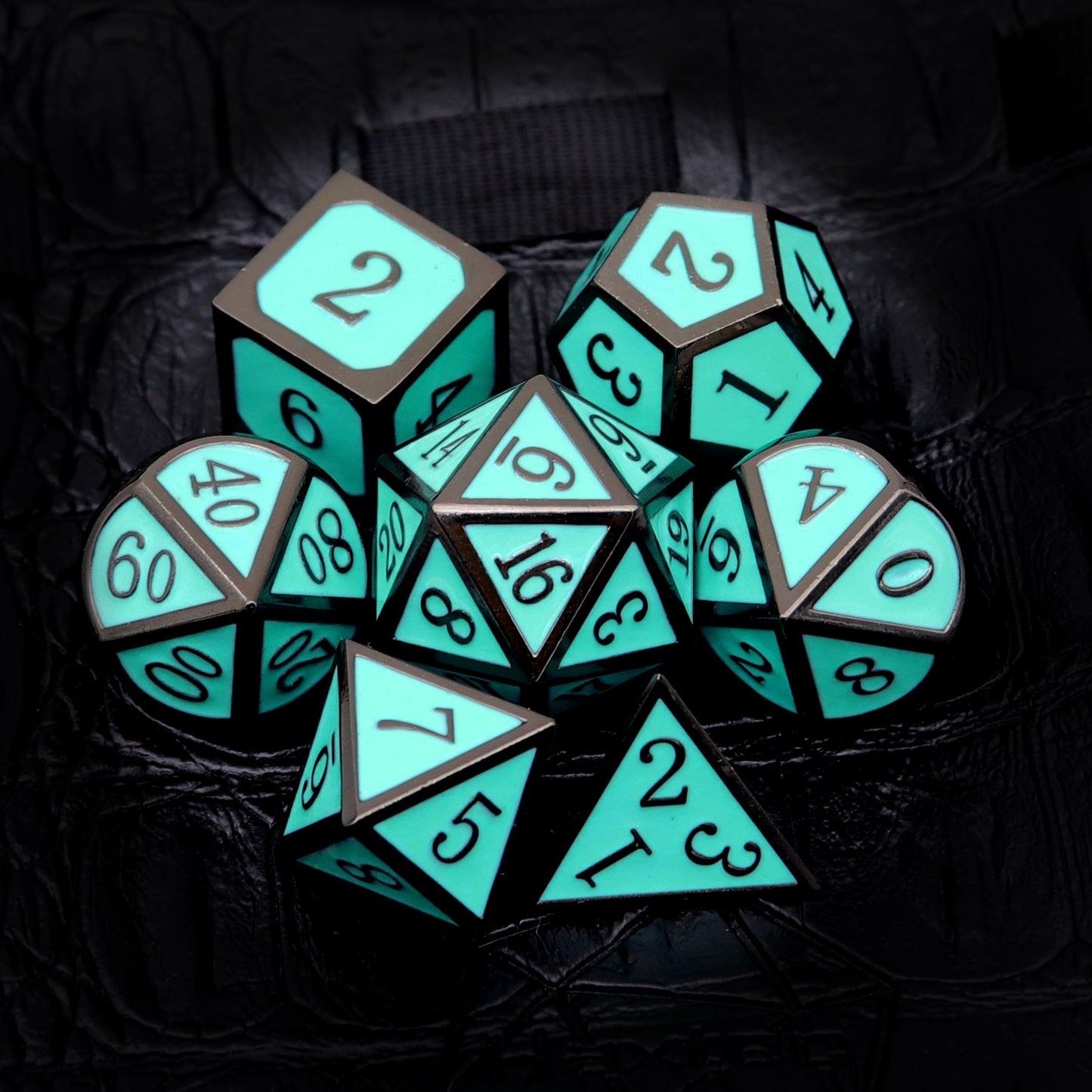 Haxtec Black Blue Metal DND Dice Set for Dungeons and Dragons -Black Robin