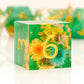Haxtec Spring Flower Sharp Edge Resin D&D Dice Set – Pearl Green with Floral Inside & Metal Case