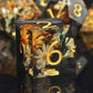 Haxtec Black Pearl Winter Flower Sharp Edge Resin D&D Dice Set with Metal Case