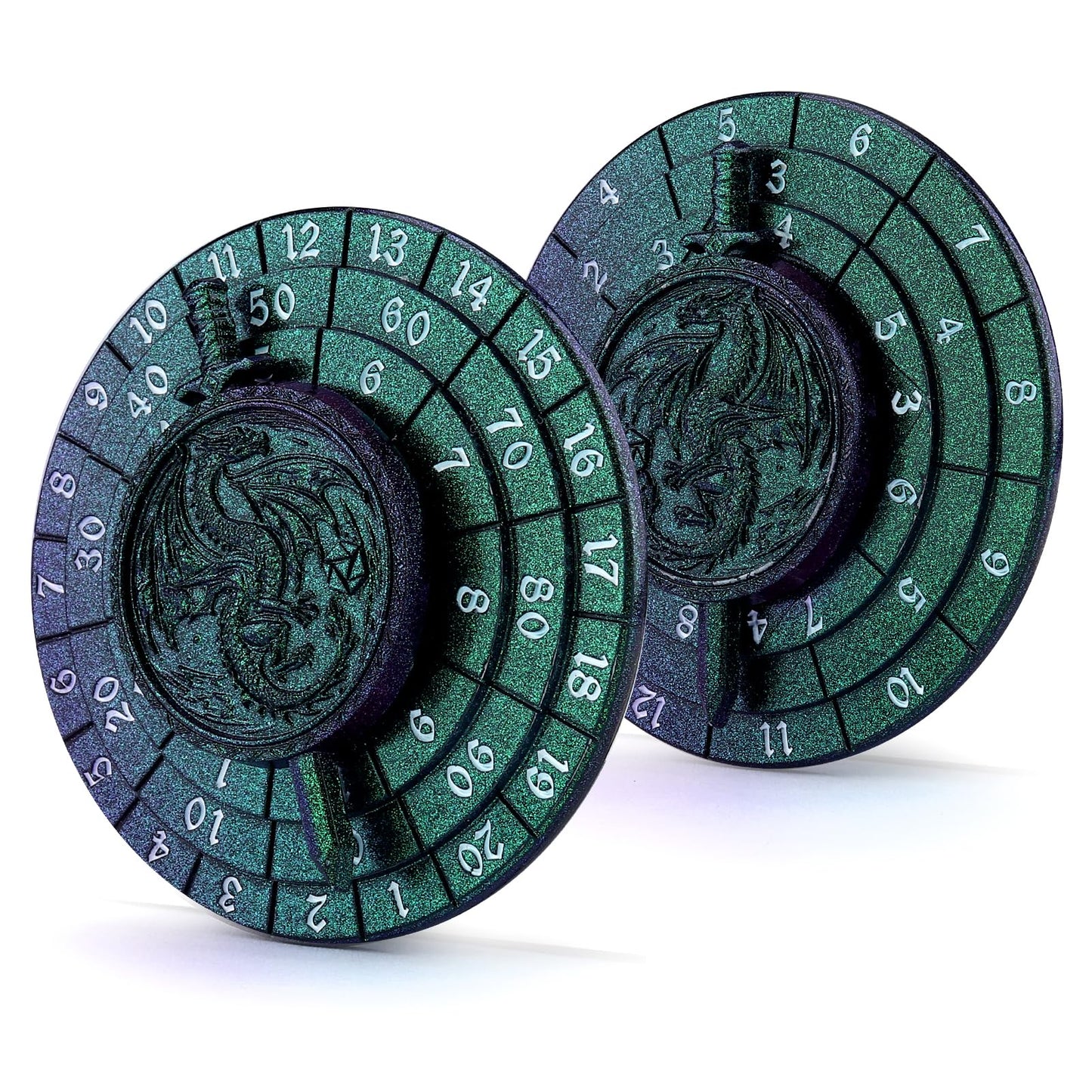 Spinner Dice 7-in-1 Metal DND Dice Set Fidget Spinner Dice Dragon Sword Novelty DND Gifts Green Purple