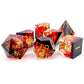 Haxtec Ocean Blue Sharp Edge Resin Gold Flake Inside D&D Dice Set – White Copper Polyhedral Dice with Metal Case