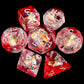 Haxtec Ruby Iridescent Mylar Core Resin Dice with Velvet Pouch