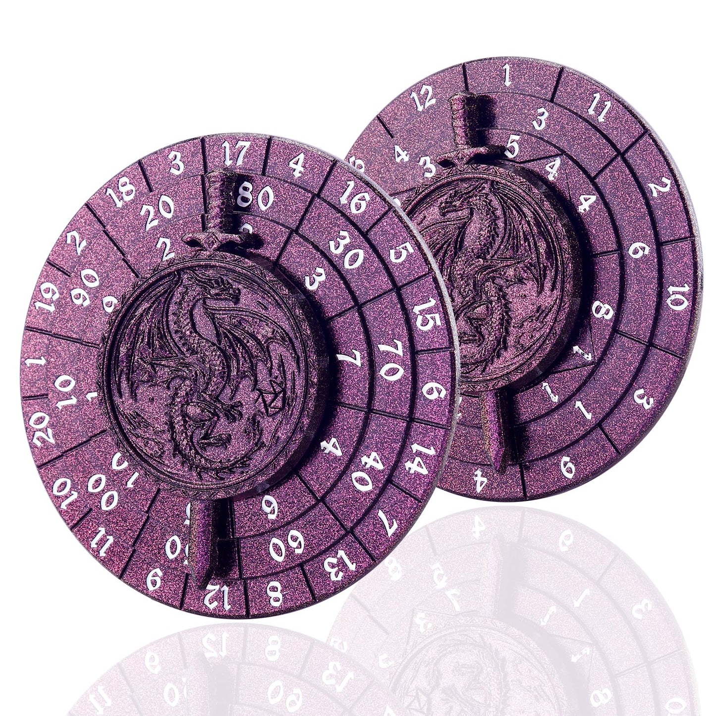 Spinner Dice 7-in-1 Metal DND Dice Set Fidget Spinner Dice Dragon Sword Novelty DND Gifts Purple