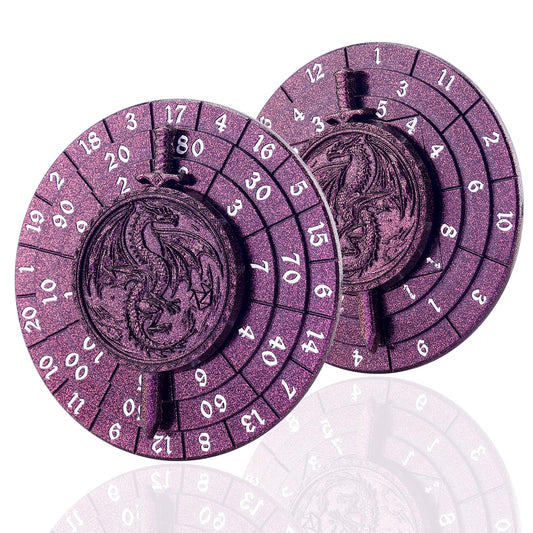 Spinner Dice 7-in-1 Metal DND Dice Set Fidget Spinner Dice Dragon Sword Novelty DND Gifts Purple